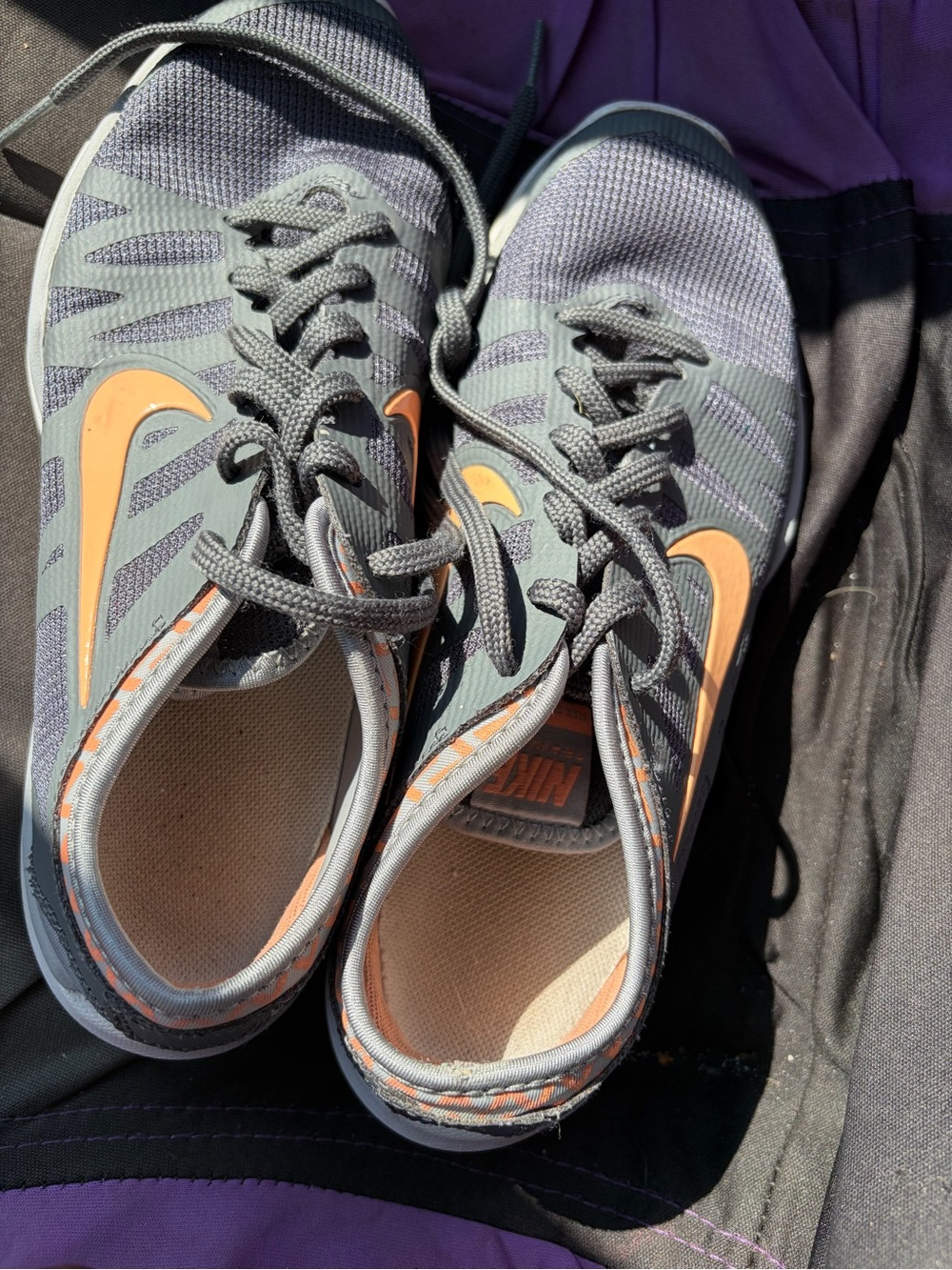 Nike Kids Gray and Orange Mesh Sneakers